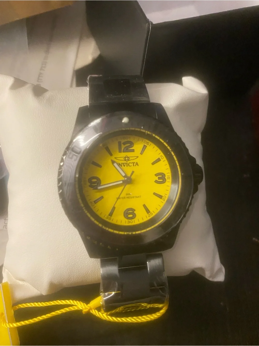 New Invicta Men's Black Watch with Yellow Dial
